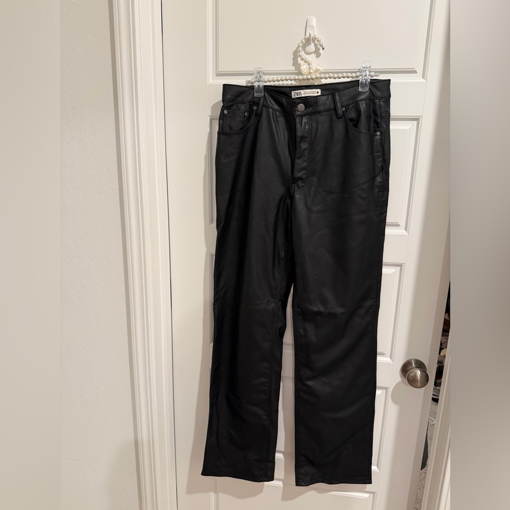 Zara Dark Faux Leather Trousers